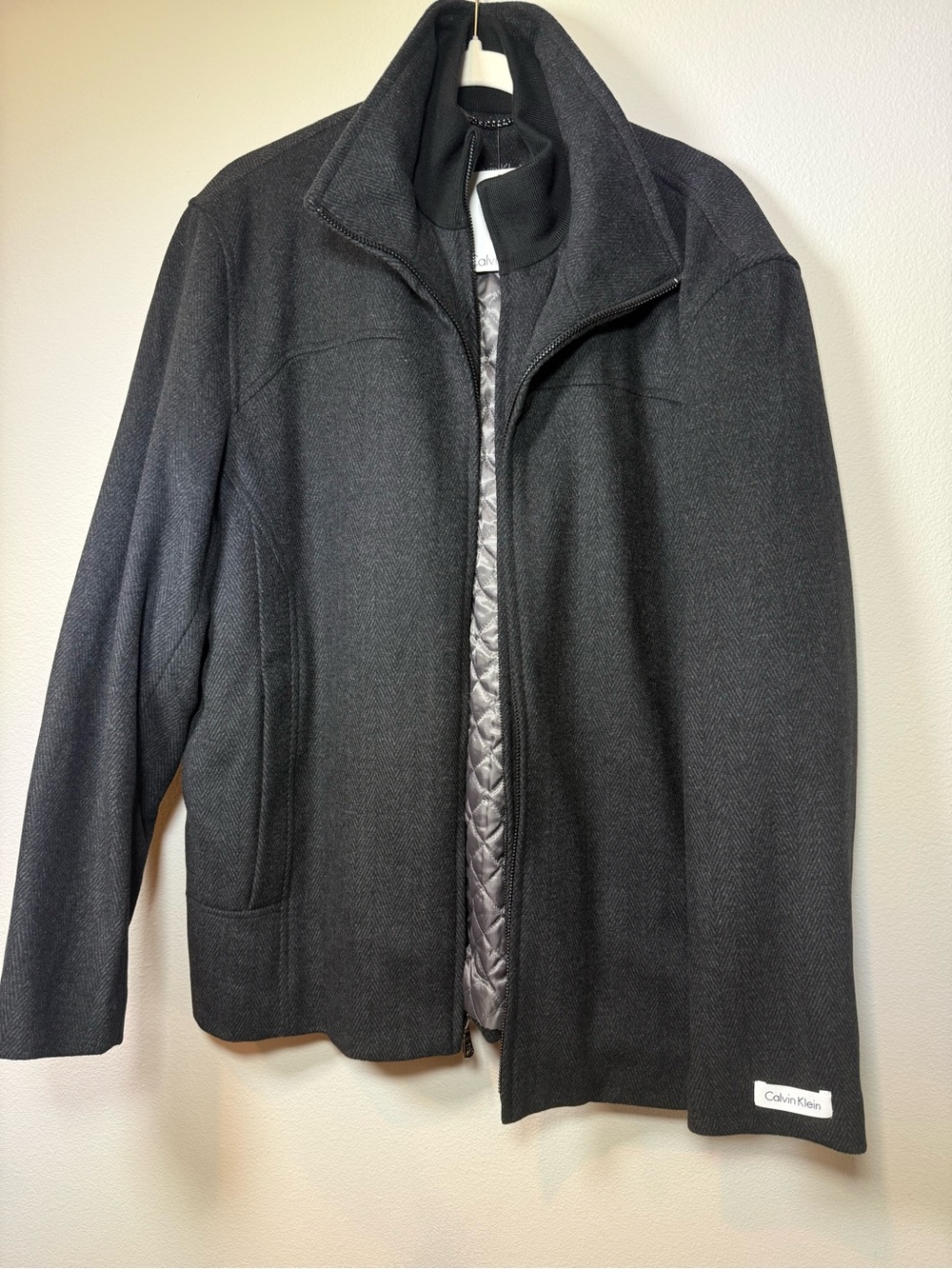 Calvin Klein Men's Dark Charcoal Full-Zip Sweater Jacket sz M